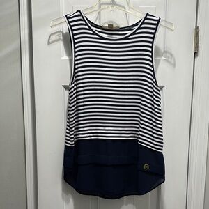 Michael Kors Navy and White Striped Sleeveless Top